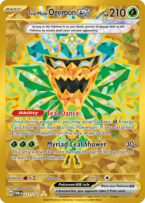 Teal Mask Ogerpon ex 221 Twilight Masquerade Pokémon card