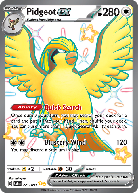 Pidgeot ex 221 Paldean Fates Pokémon card