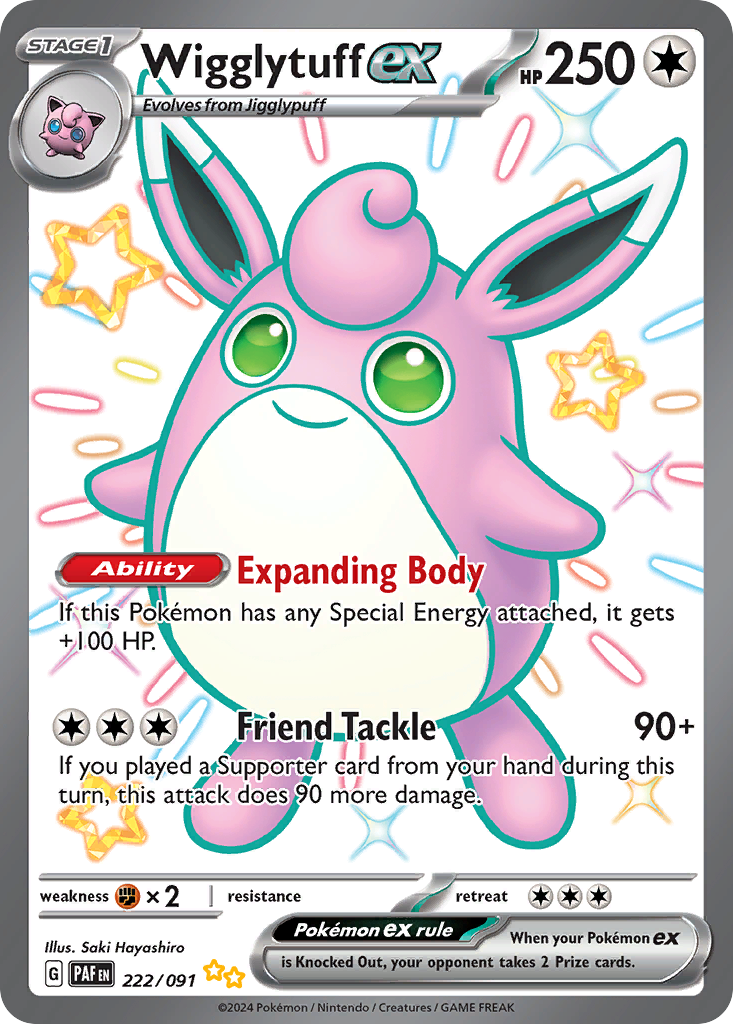 Wigglytuff ex 222 Paldean Fates Pokémon card