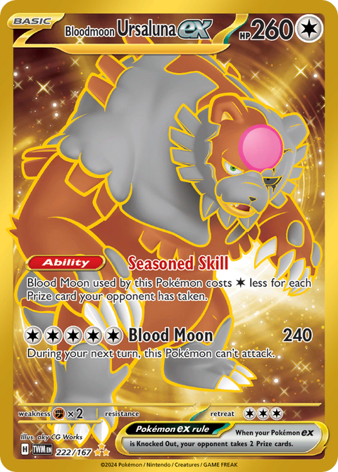Bloodmoon Ursaluna ex 222 Twilight Masquerade Pokémon card