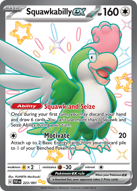 Squawkabilly ex 223 Paldean Fates Pokémon card