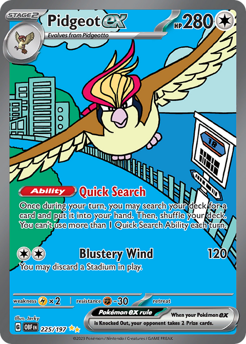 Pidgeot ex 225 Obsidian Flames Pokémon card