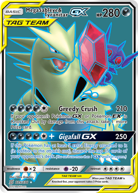 Mega Sableye & Tyranitar-GX 225 Unified Minds Pokémon card