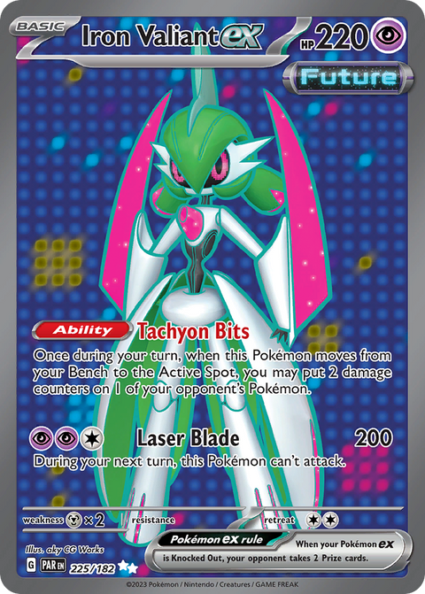 Iron Valiant ex 225 Paradox Rift Pokémon card