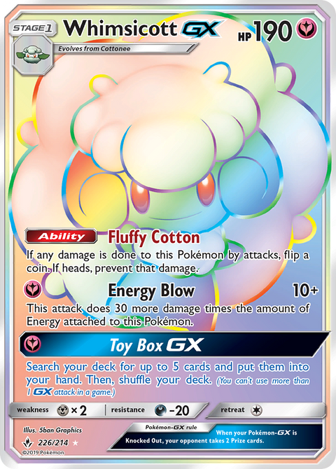 Whimsicott-GX 226 Unbroken Bonds Pokémon card