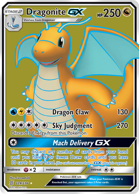 Dragonite-GX 229 Unified Minds Pokémon card
