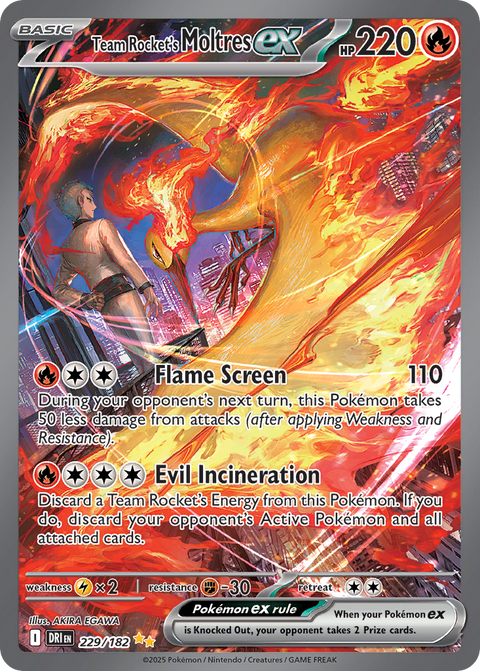 Team Rocket's Moltres ex 229 Destined Rivals Pokémon card