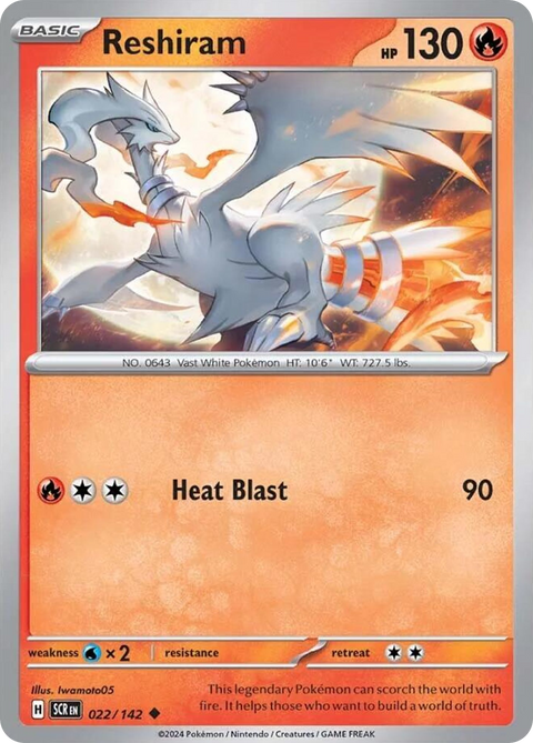 Reshiram 22 Stellar Crown Pokémon card