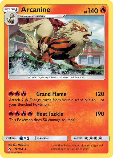 Arcanine 22 Unbroken Bonds Pokémon card