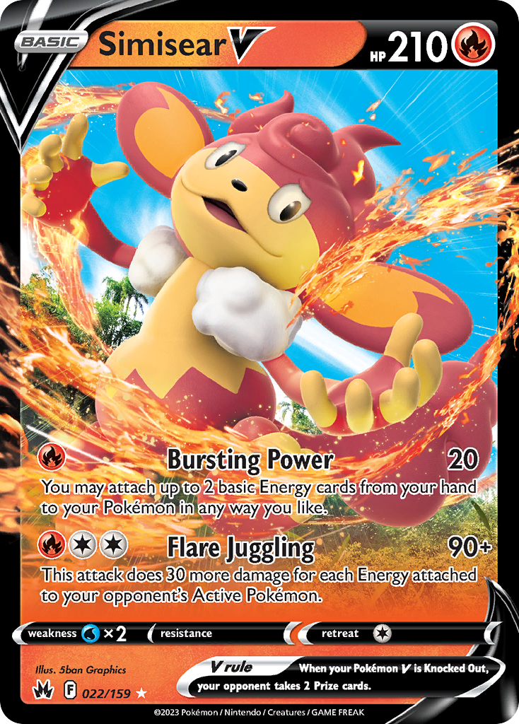 Simisear V 22 Crown Zenith Pokémon card