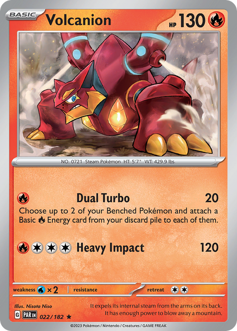 Volcanion 22 Paradox Rift Pokémon card