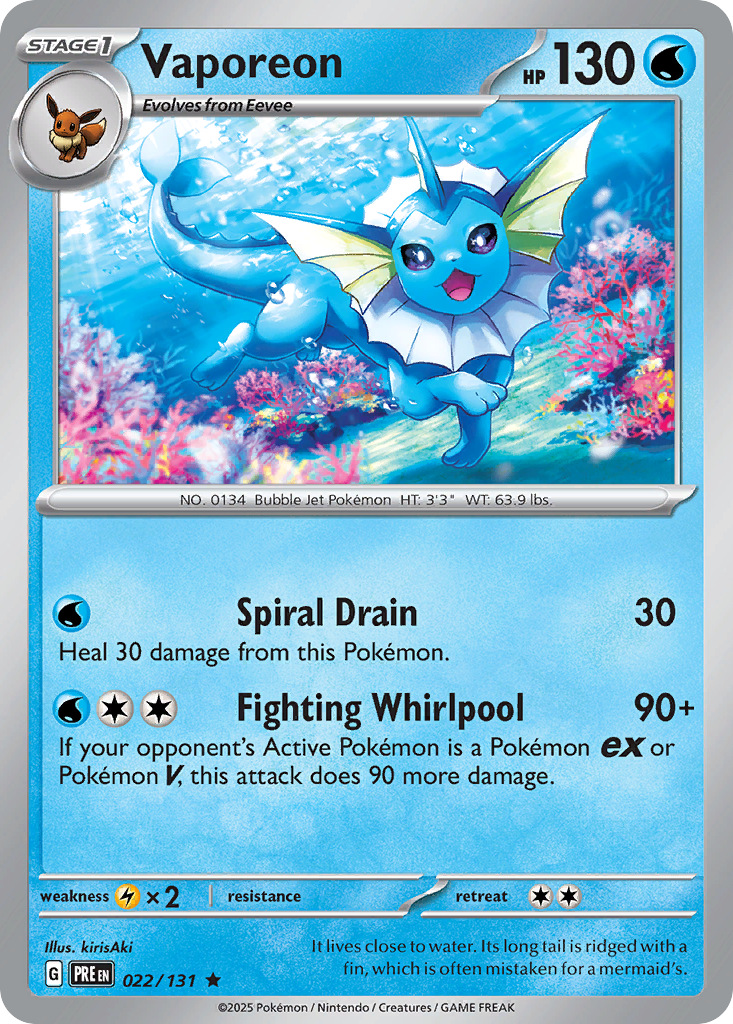 Vaporeon 22 Prismatic Evolutions Pokémon card