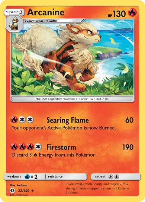 Arcanine 22 Sun & Moon Pokémon card