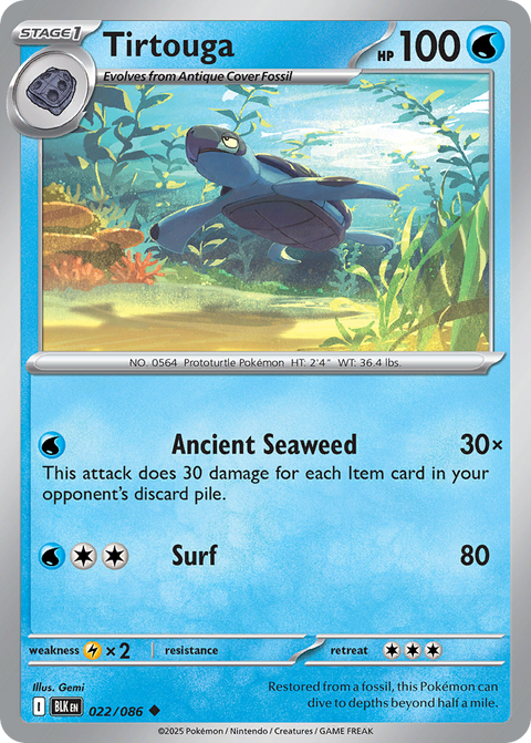 Tirtouga 22 Black Bolt Pokémon card