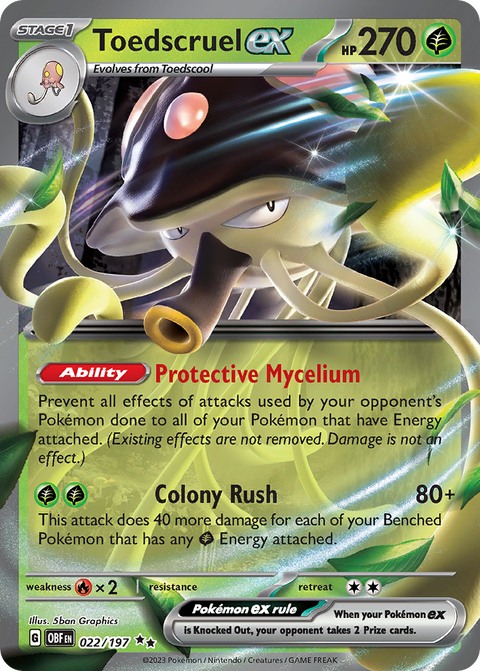 Toedscruel ex 22 Obsidian Flames Pokémon card