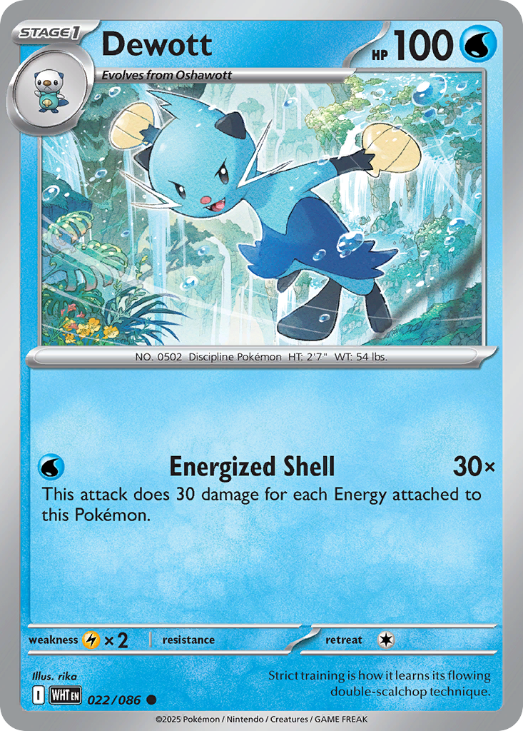 Dewott 22 White Flare Pokémon card