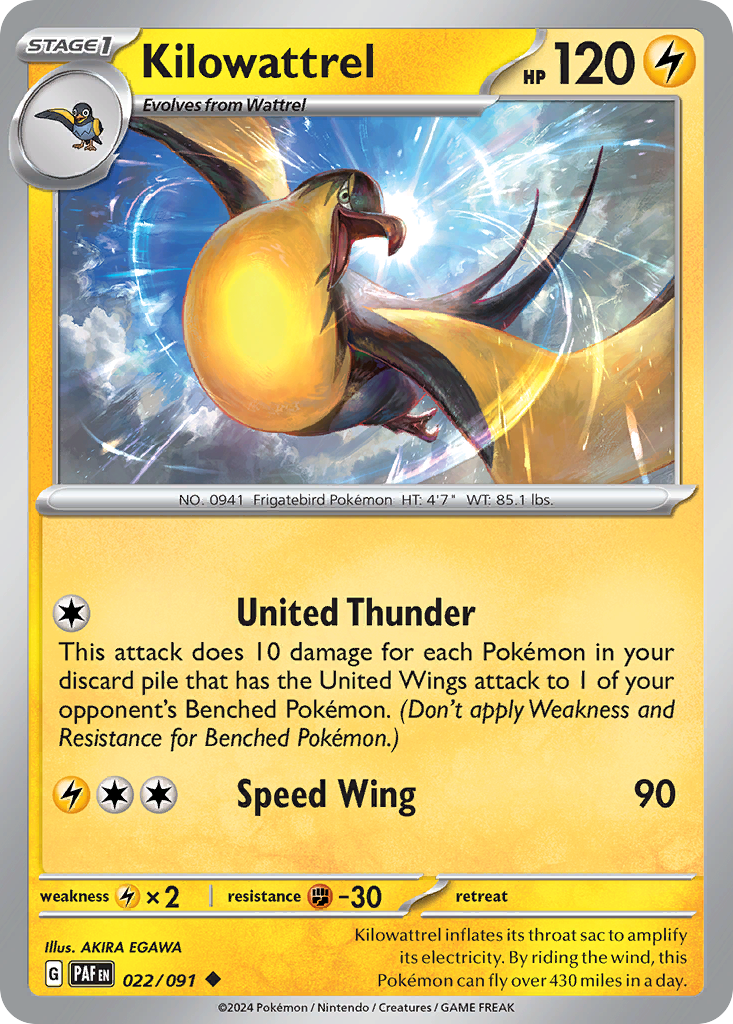 Kilowattrel 22 Paldean Fates Pokémon card
