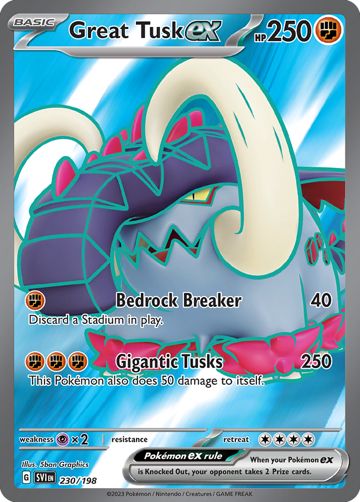 Great Tusk ex 230 Scarlet & Violet Pokémon card