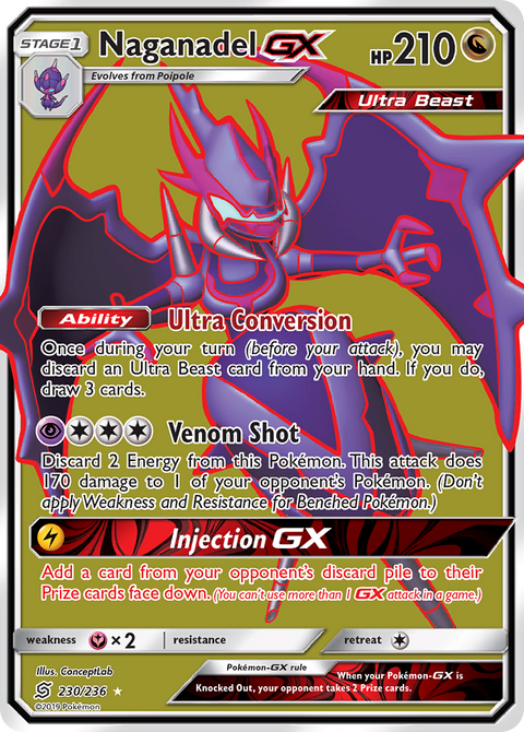 Naganadel-GX 230 Unified Minds Pokémon card