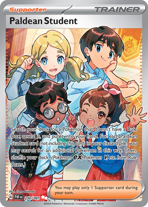Paldean Student 230 Paldean Fates Pokémon card