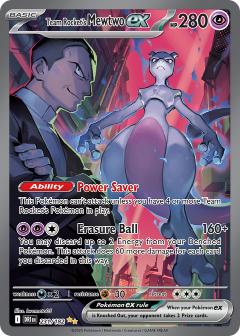 Team Rocket's Mewtwo ex 231 Destined Rivals Pokémon card