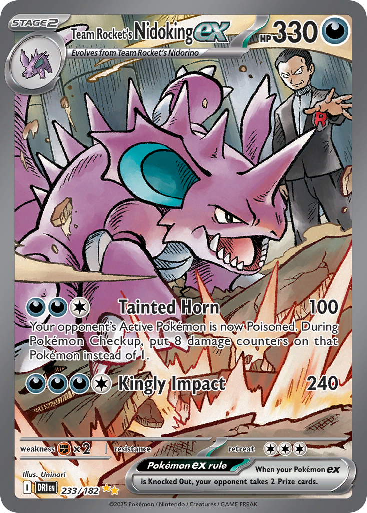Team Rocket's Nidoking ex 233 Destined Rivals Pokémon card