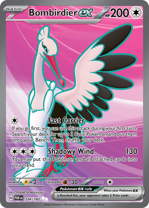 Bombirdier ex 234 Paradox Rift Pokémon card