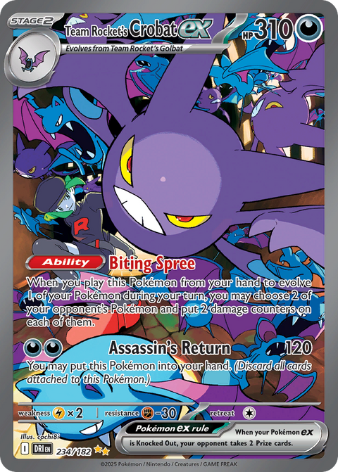 Team Rocket's Crobat ex 234 Destined Rivals Pokémon card