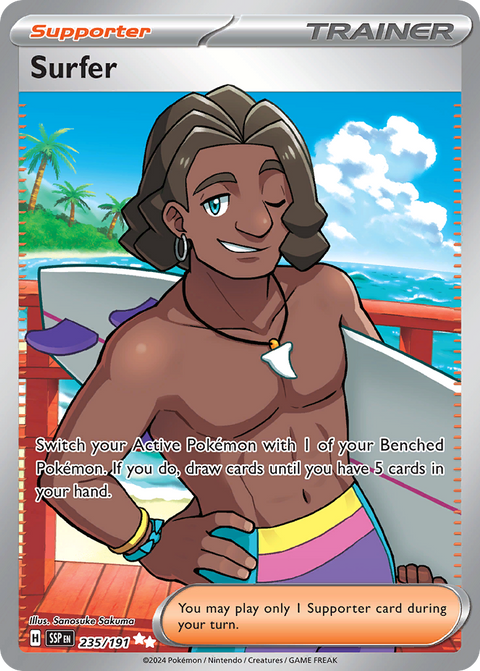 Surfer 235 Surging Sparks Pokémon card