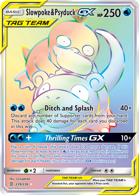 Slowpoke & Psyduck-GX 239 Unified Minds Pokémon card