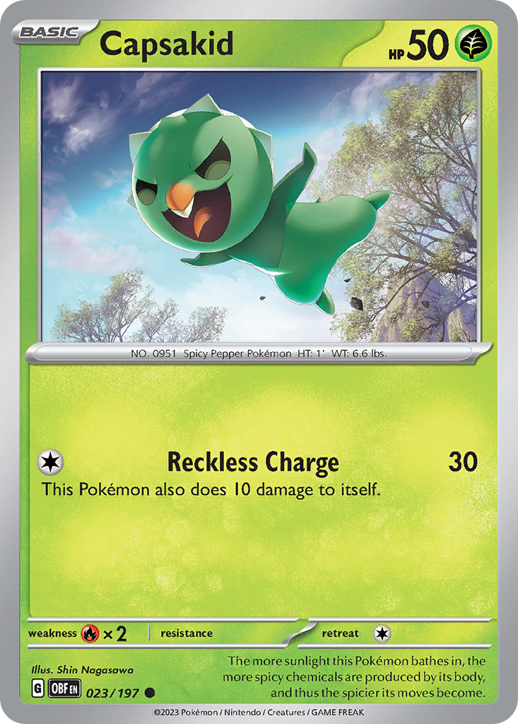 Capsakid 23 Obsidian Flames Pokémon card