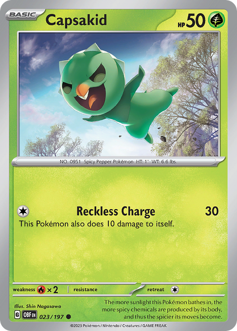 Capsakid 23 Obsidian Flames Pokémon card