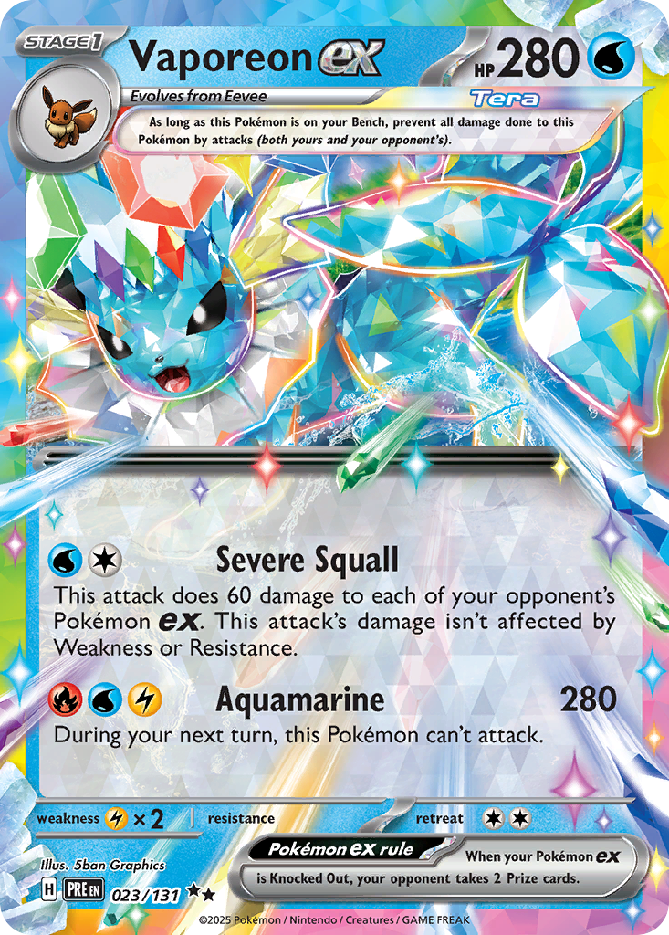 Vaporeon ex 23 Prismatic Evolutions Pokémon card