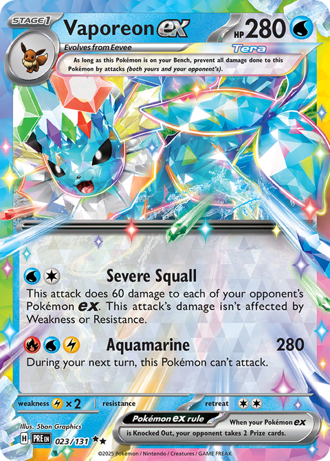 Vaporeon ex 23 Prismatic Evolutions Pokémon card