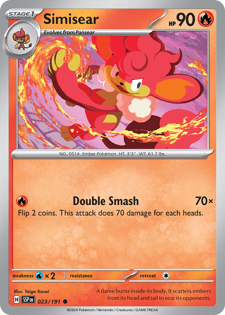 Simisear 23 Surging Sparks Pokémon card