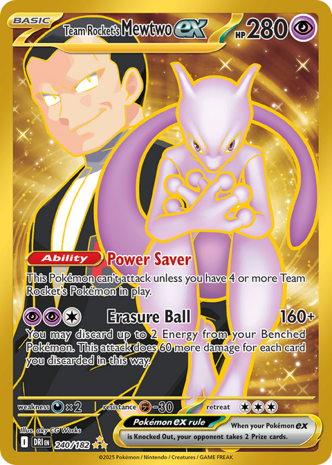 Team Rocket's Mewtwo ex 240 Destined Rivals Pokémon card