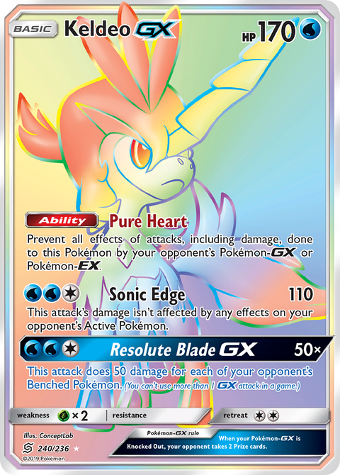 Keldeo-GX 240 Unified Minds Pokémon card