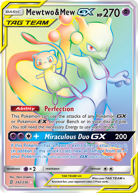 Mewtwo & Mew-GX 242 Unified Minds Pokémon card