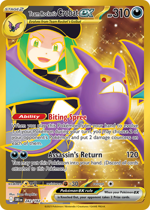 Team Rocket's Crobat ex 242 Destined Rivals Pokémon card