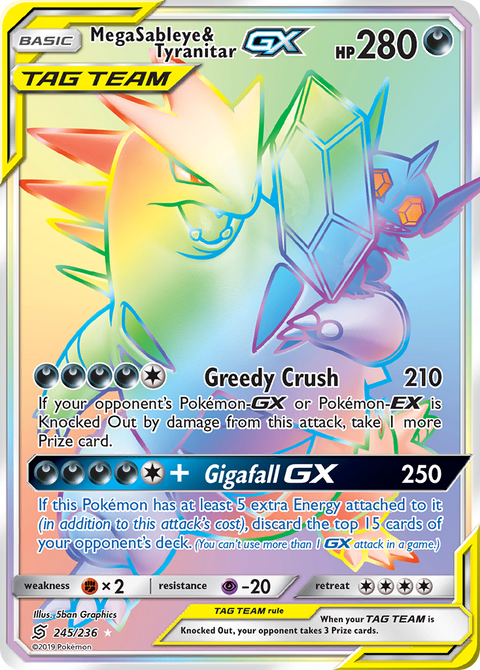 Mega Sableye & Tyranitar-GX 245 Unified Minds Pokémon card