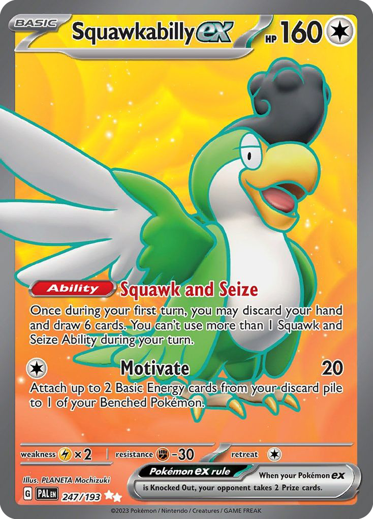 Squawkabilly ex 247 Paldea Evolved Pokémon card
