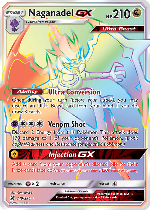 Naganadel-GX 249 Unified Minds Pokémon card