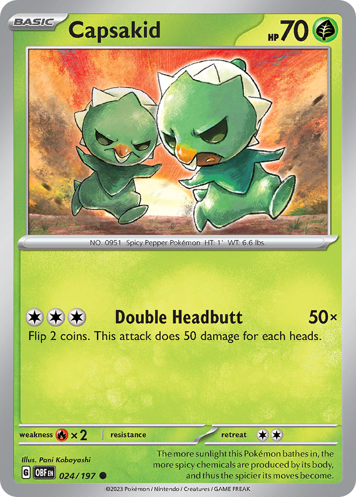 Capsakid 24 Obsidian Flames Pokémon card