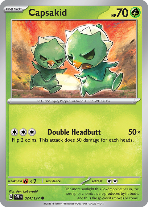 Capsakid 24 Obsidian Flames Pokémon card