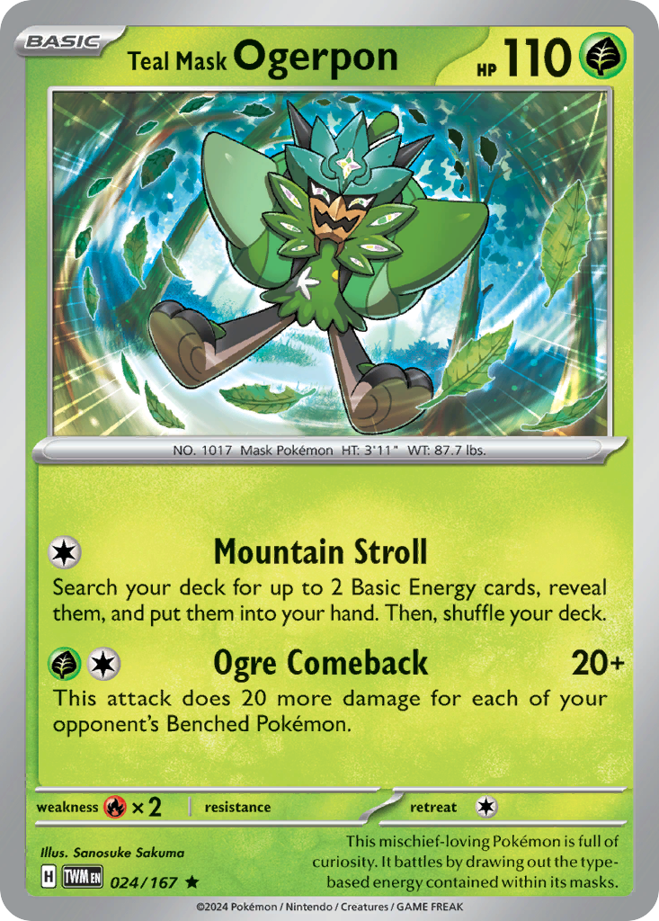 Teal Mask Ogerpon 24 Twilight Masquerade Pokémon card