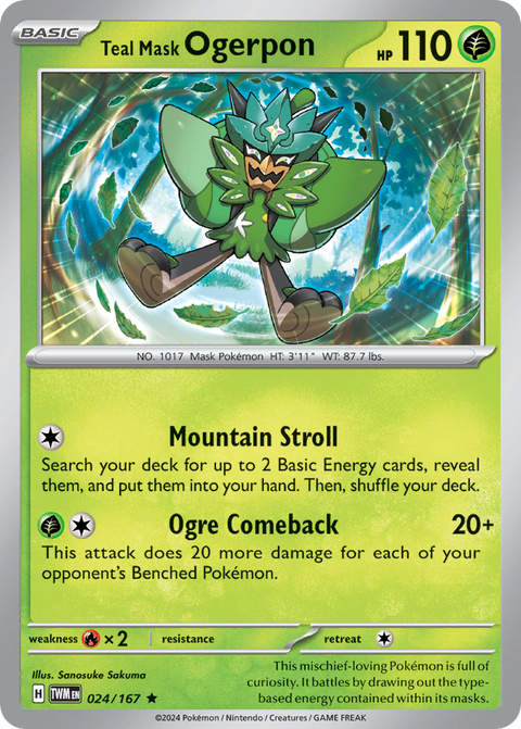 Teal Mask Ogerpon 24 Twilight Masquerade Pokémon card