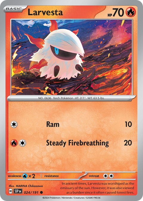 Larvesta 24 Surging Sparks Pokémon card