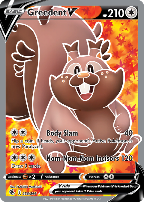 Greedent V 256 Fusion Strike Pokémon card