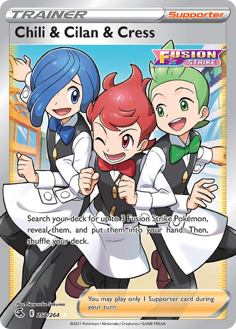 Chili & Cilan & Cress 258 Fusion Strike Pokémon card