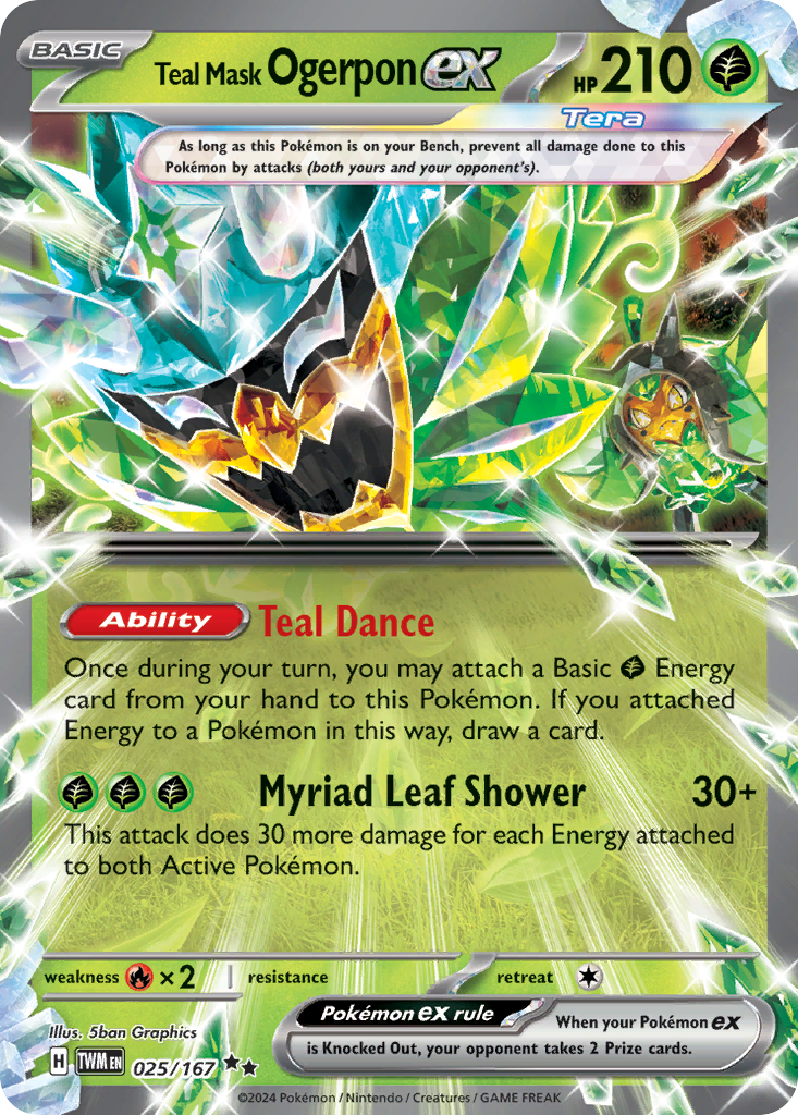 Teal Mask Ogerpon ex 25 Twilight Masquerade Pokémon card